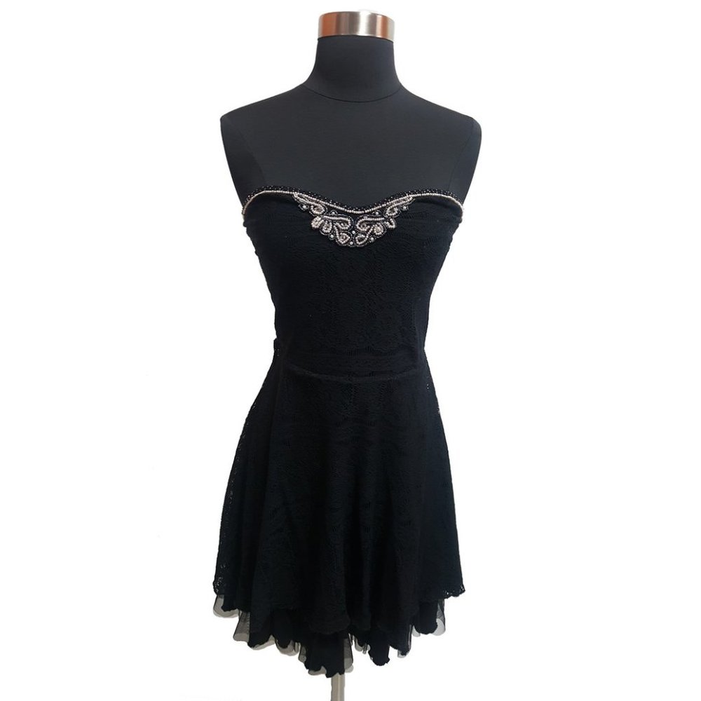 Rare Free People Beaded Lace Fit and Flare Dress